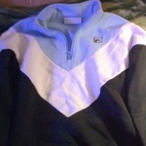 Fila, 36, collared, half zip, sweatshirt, blue/black/white